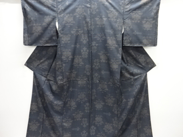 JAPANESE KIMONO / DORO OSHIMA TSUMUGI / WOVEN ABSTRACT FLOWER / 5MARUKI